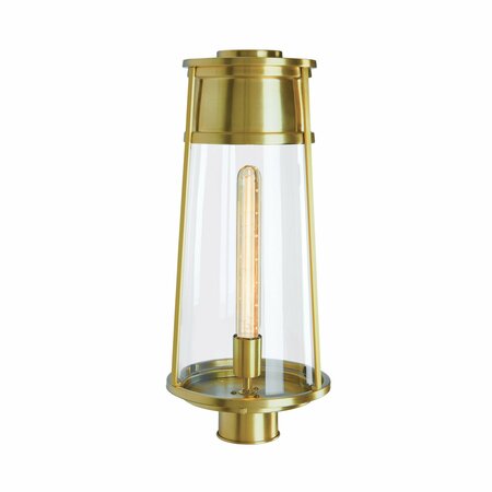 NORWELL Cone Outdoor Post Lantern Light - Satin Brass 1247-SB-CL